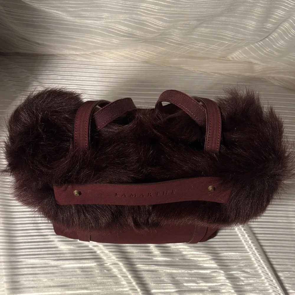 Lamarthe Leather Faux Fur Trim Bag - Picture 7 of 12